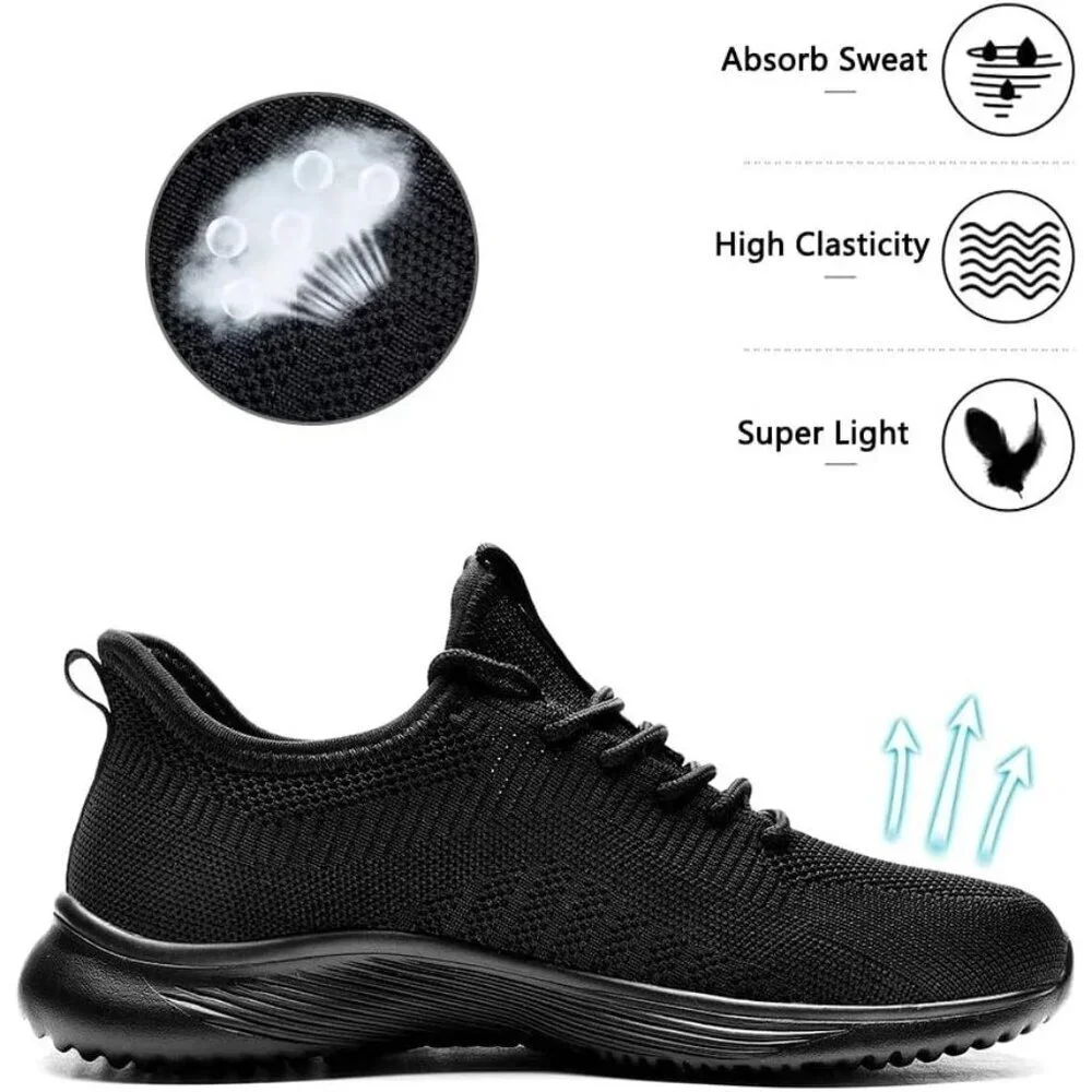Women's Black Non Slip Casual Running Lightweight Mesh Fashion Sneakers